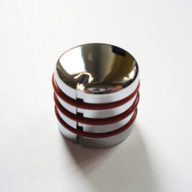 Potiknopf - Typ Dome Speed Deluxe / Push ON - chrom gummiert red
