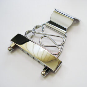 Saitenhalter - Trapez - chrom - kurze Version mit Verzierung