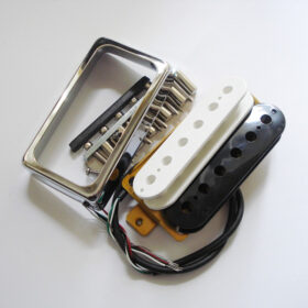 Wickelkit - Humbucker - Typ open Cover chrom / weiß-schwarz Alnico