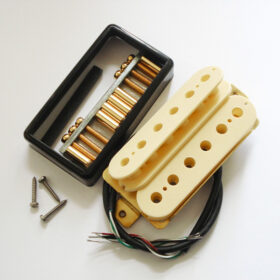 Wickelkit - Humbucker - creme/gold - Typ open-Cover black - Alnico