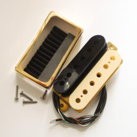 Wickelkit - Humbucker - Sechskant - schwarz/creme - Typ open-Cover gold - Keramik
