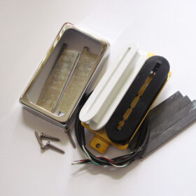 Wickelkit -Blade Humbucker - Opencoil schwarz/weiß - Nickelblade - open Cover chrom