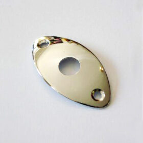 Buchsenplatte Metall oval gebogen - chrom